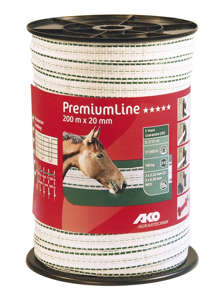 AKO Elband Premium 20 mm vit/grön 200 m 